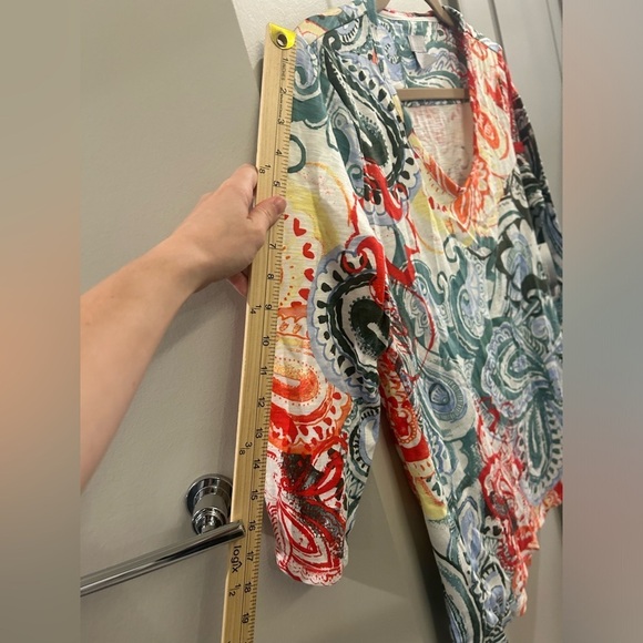 Chico’s 3/4 Sleeve Top 1 Prismatic Multicolor Cotton - Picture 7 of 9